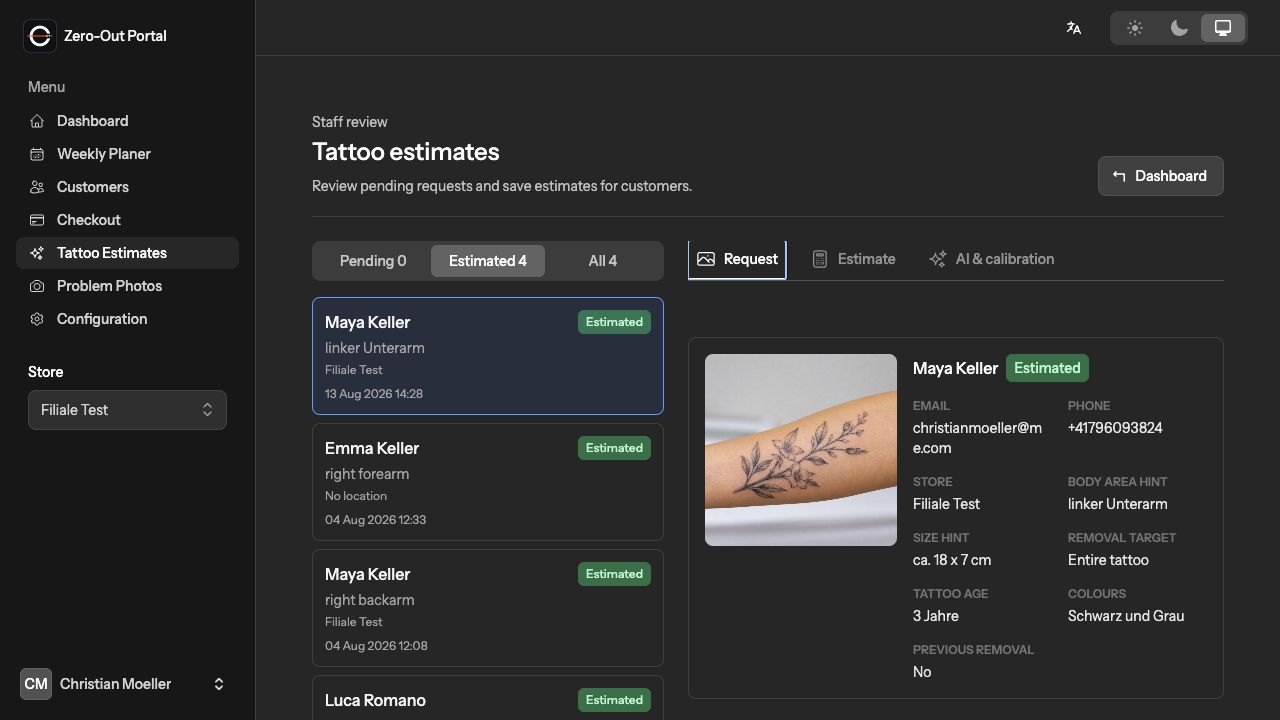 AI-assisted tattoo estimate